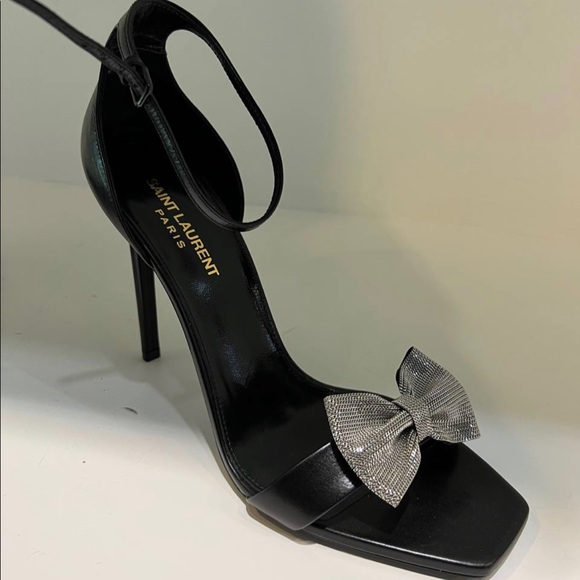 Saint Laurent Shoes - SAINT LAURENT NWT Amber Bow-embellished Leather Sandals In Black 9.5 bow